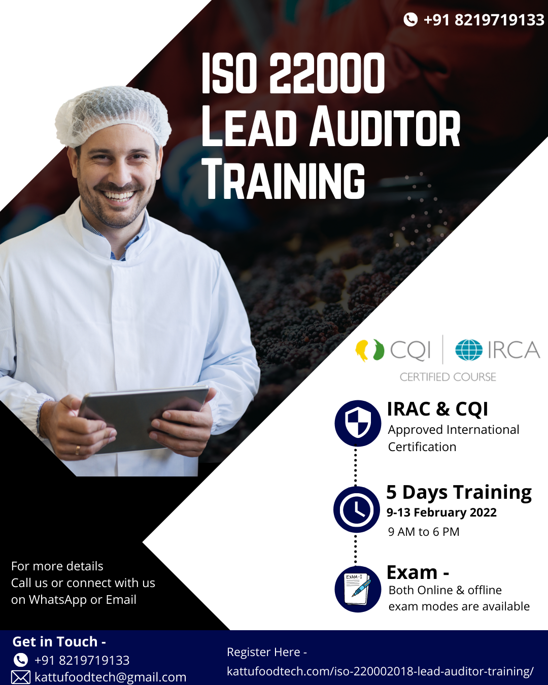 ISO 220002018 Lead Auditor Training IRCA & CQI Approved