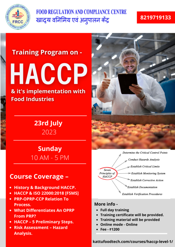 HACCP IT S IMPLEMENTATION WITH FOOD INDUSTRIES   HACCP Level 1 Training Program KATTUFOODTECH FRCC 23rd July 2023 600x849 