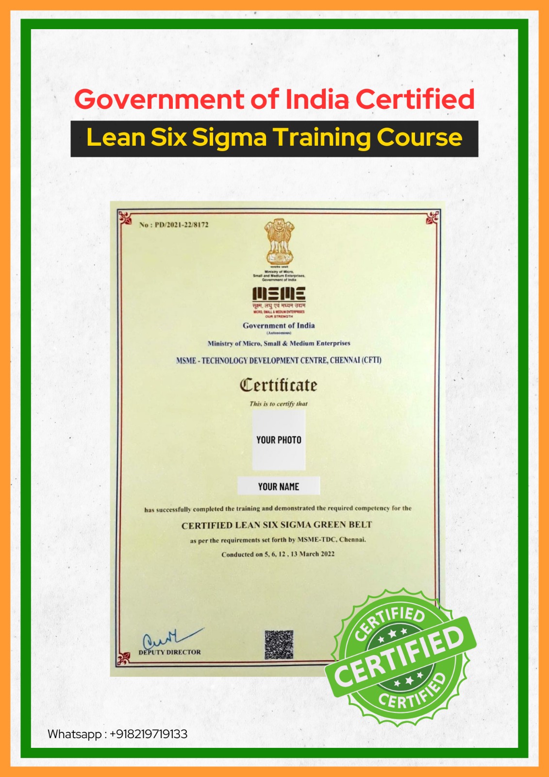 Six Sigma Yellow Belt Training by MSME Govt of India 2024