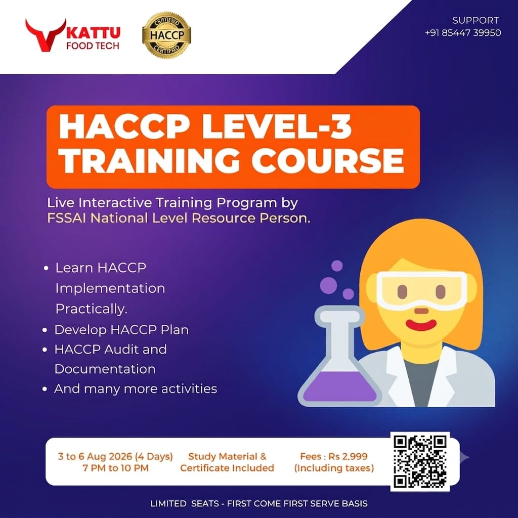 HACCP Level 3 Online Training Program - 4 Days training porgram, Question Answer Sessions, Training Material PDFs, Certificate Lifetime...